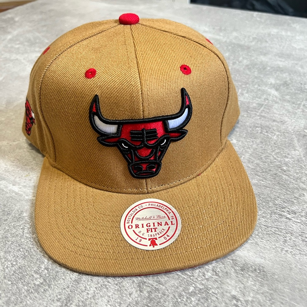 Mitchell & Ness Tan and Red Snapback Hat